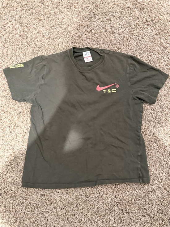 Nike Men's 'Distant Regards' Graphic Tee - Olive with Yellow & Red Print - Picture 3 of 3